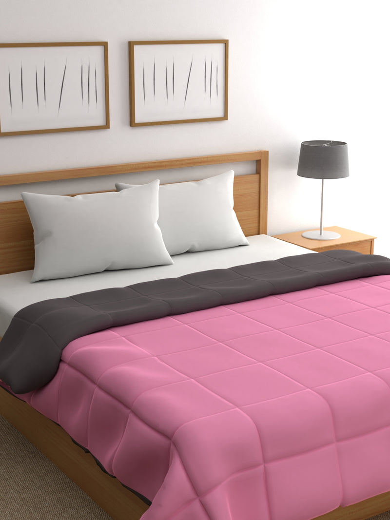 DOUBLE REVERSIBLE COMFORTER PINK & SHADOW GREY