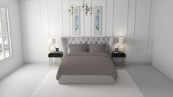 LUXUR DOUBLE - BEDSHEET 600TC SILVER GREY